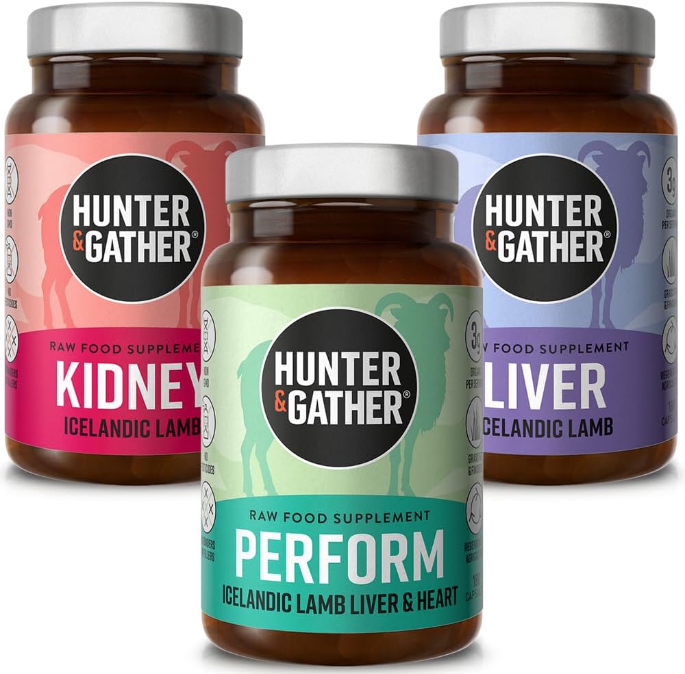 Hunter & Gather Nose to Tail Organ Supplements 3 x 180 Capsules | Wild Grass Fed Icelandic Lamb Ancestral Inspired Supplements | Raw Freeze-Dried Lamb | No GMO Feeds, Antibiotics Or Hormones