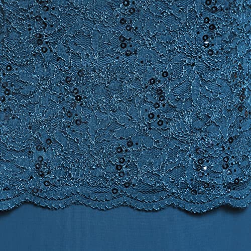 Image of Alex Evenings Women's 3 /4 Sleeve Stretch Lace Bodice Mock One Piece Gown