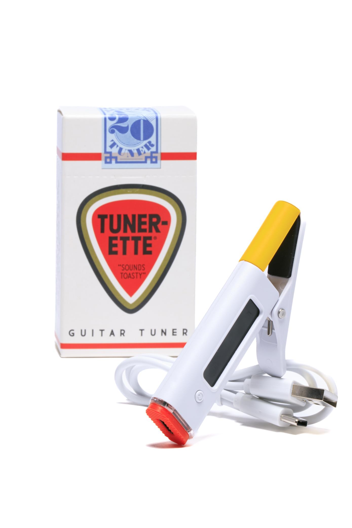 Accordatore a clip per chitarra elettrica acustica basso e ukulele, accordatore cromatico ricaricabile USB C con design retrò