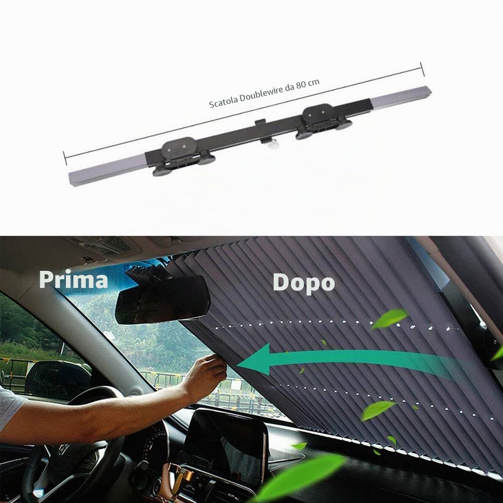 Parasole per parabrezza auto, stile a fisarmonica, retrattile e automatico, per parabrezza anteriore