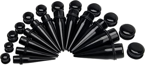 24 Pieces Big Ear Gauges Kit, Acrylic Tapers and Plugs Double O-Rings Stretching Set