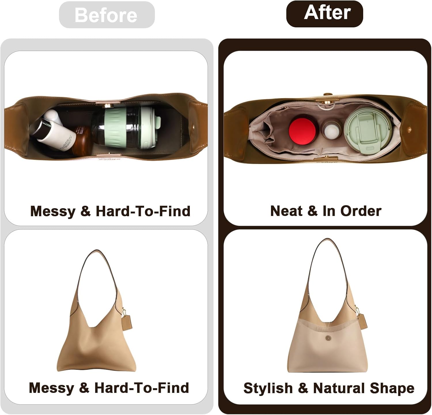 ZTUJO Purse Organizer Insert For Coach Brooklyn 28 and 39 (Beige, For Brooklyn 28) - Image 7