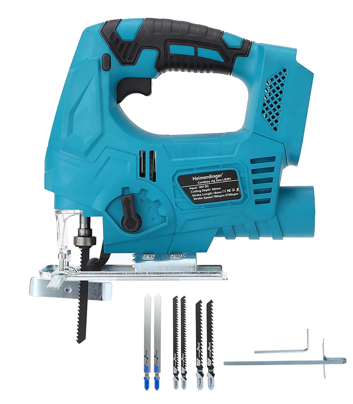 Goldmoon Cordless Jigsaw Tool, 20V 2.0A Jig Saw With Battery And Charger, 4 Orbital Setting For Woodworking Grayish White - View #9