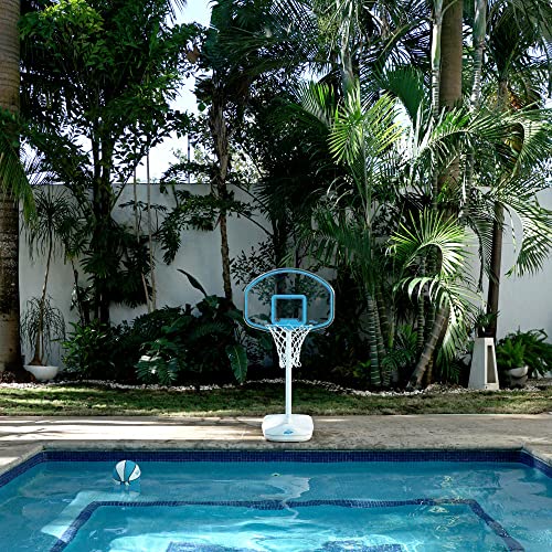 Dunn-Rite Clear Shot Poolside Fillable Base Basketball Hoop W/Ball, Base, & 13 Inch Stainless Steel Rim, Clear #TOP2