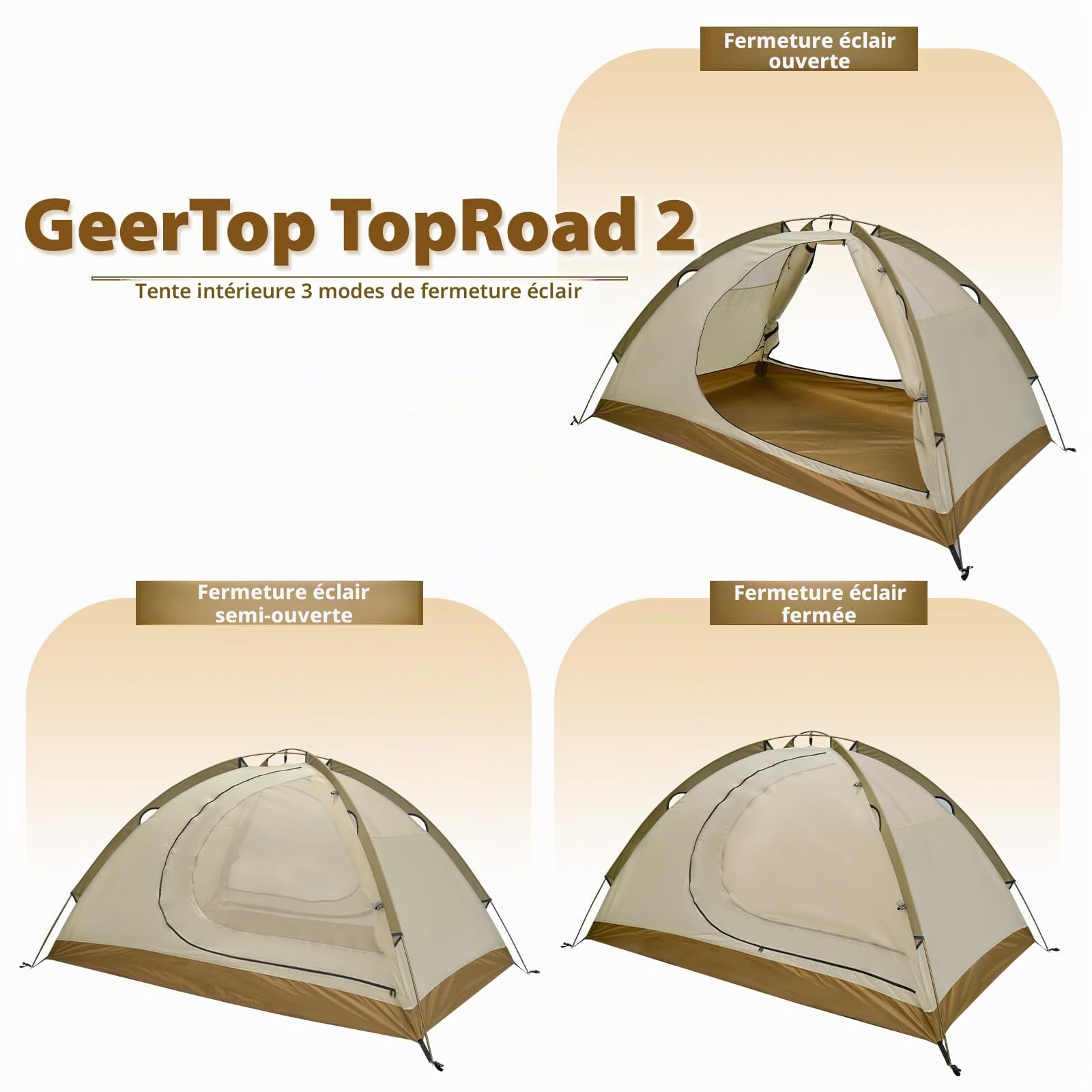 GEERTOP Tente de Camping 2 Personnes 4 Saisons Imperméable Portable Tente de Dôme Facile à Installer pour Camping Randonnée Trekking