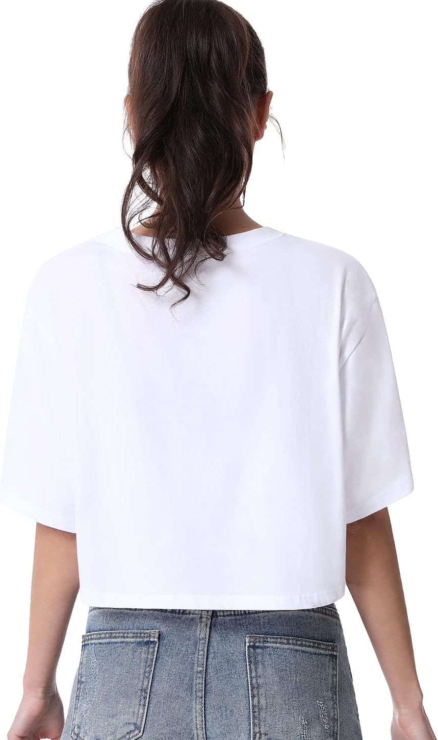 Cosy Pyro 4-Pack Women's Cotton Crop T-Shirts Short Sleeve Solid Cropped Athletic Top Round Neck Casual Workout Yoga Tees - Image 4