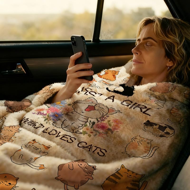 Just a Girl Who Loves Cats Blanket, Super Soft Kitty Throw for Cat Lovers, Cute Cat Stuff Gift for Women & Girls, Suitable for Sofas, Bedrooms, and Travel (50"x40", cat) - Image 5