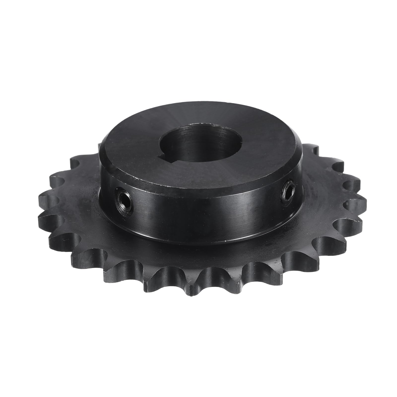 uxcell Pignone a rullo per catena tipo B #40, foro da 1", 24 denti, pignone catena a filo singolo, acciaio al carbonio, scanalatura con viti di fissaggio