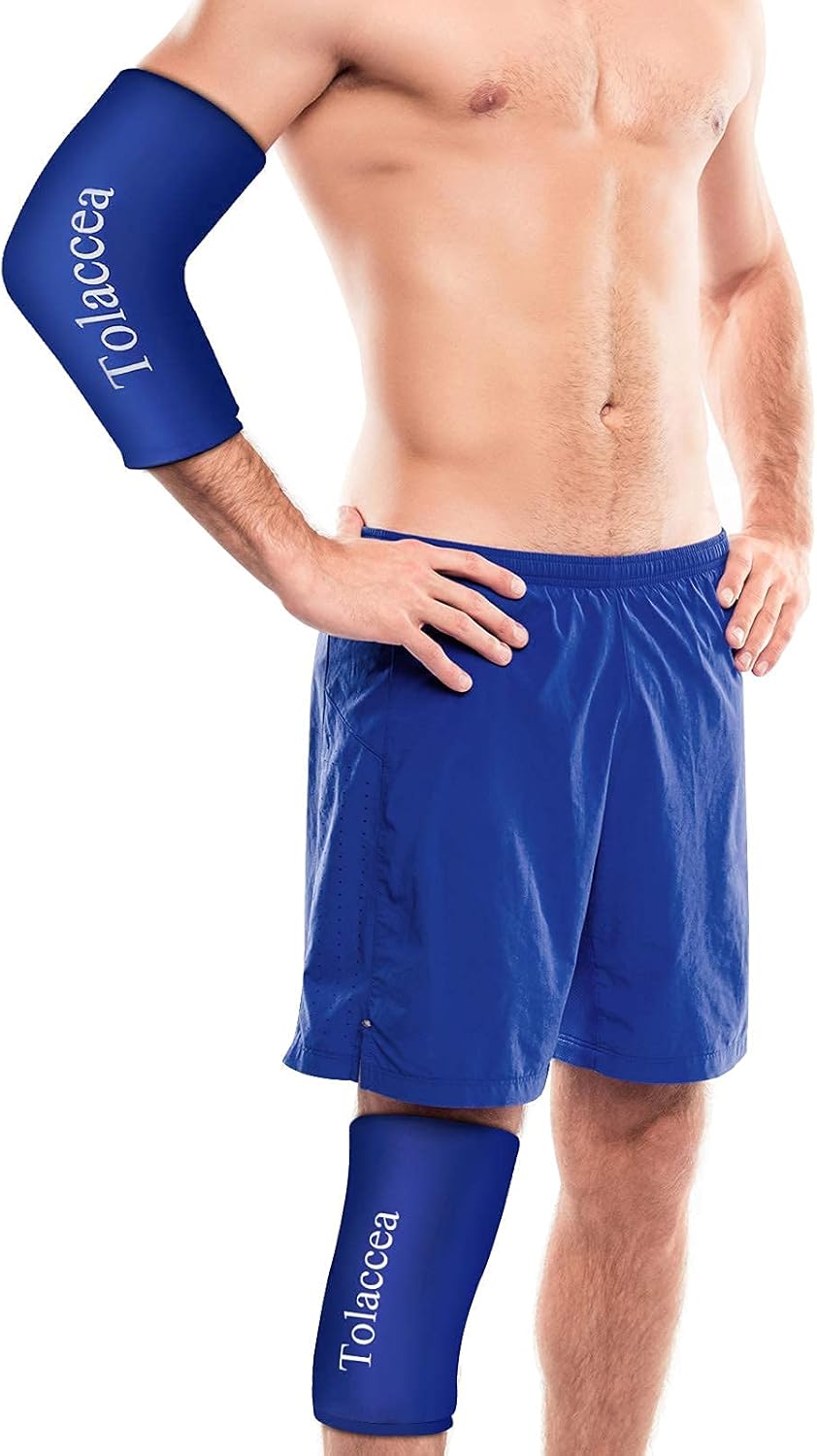 Tolaccea Flexible Cold Pack Sleeve Blue M & Ankle Ice Pack Wrap