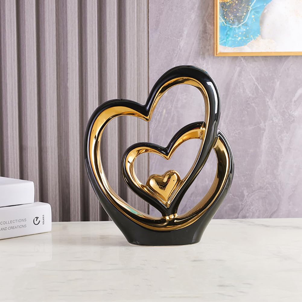 ODMYZG Double Heart Ornament,Double Heart Ceramic Statue,Home Decoration sculpture,Creative Home Modern Gift Office Living Room Decoration Collection Souvenir,Gift. — image 1