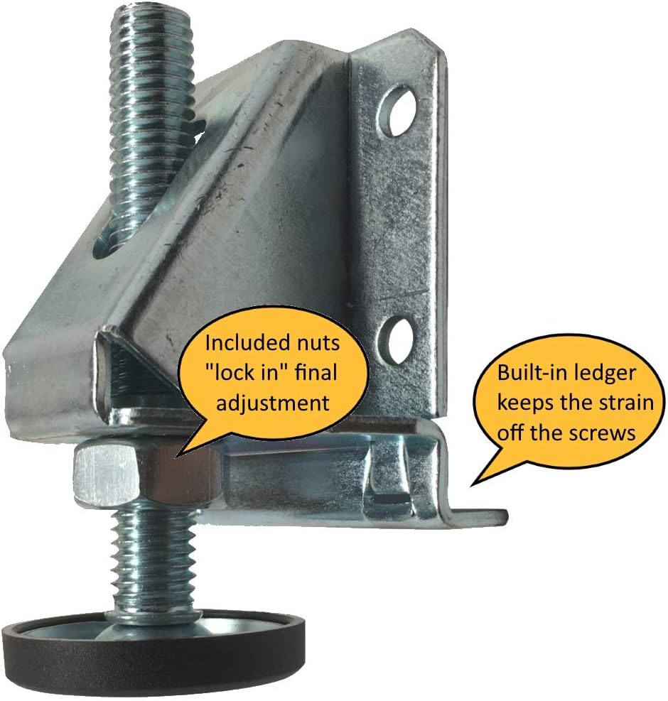 Mediium Duty Leveler Legs w/Lock Nuts - Leveling Feet for Furniture, Cabinets, & Workbench | 3 Pack (12 Legs Total) | Desunia