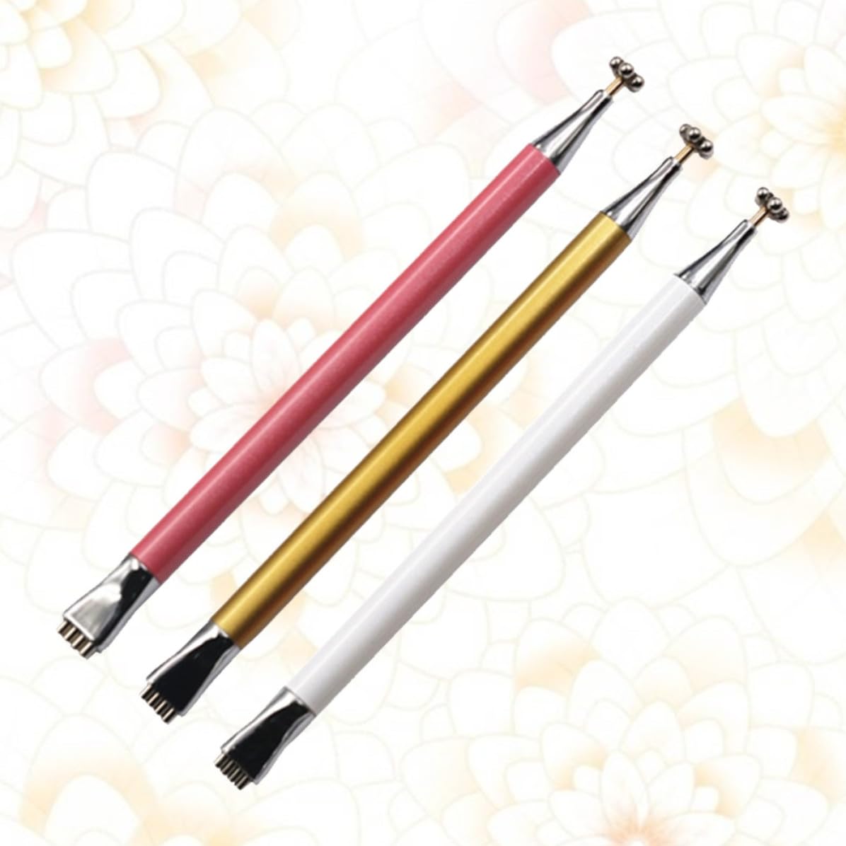 Ipetboom Nail Art with Magnet 3pcs Double Head Flower Design Magnetic Pens and Plastic Material for Easy and Quick Cat Eye Gel Nail Art in Professional Salons