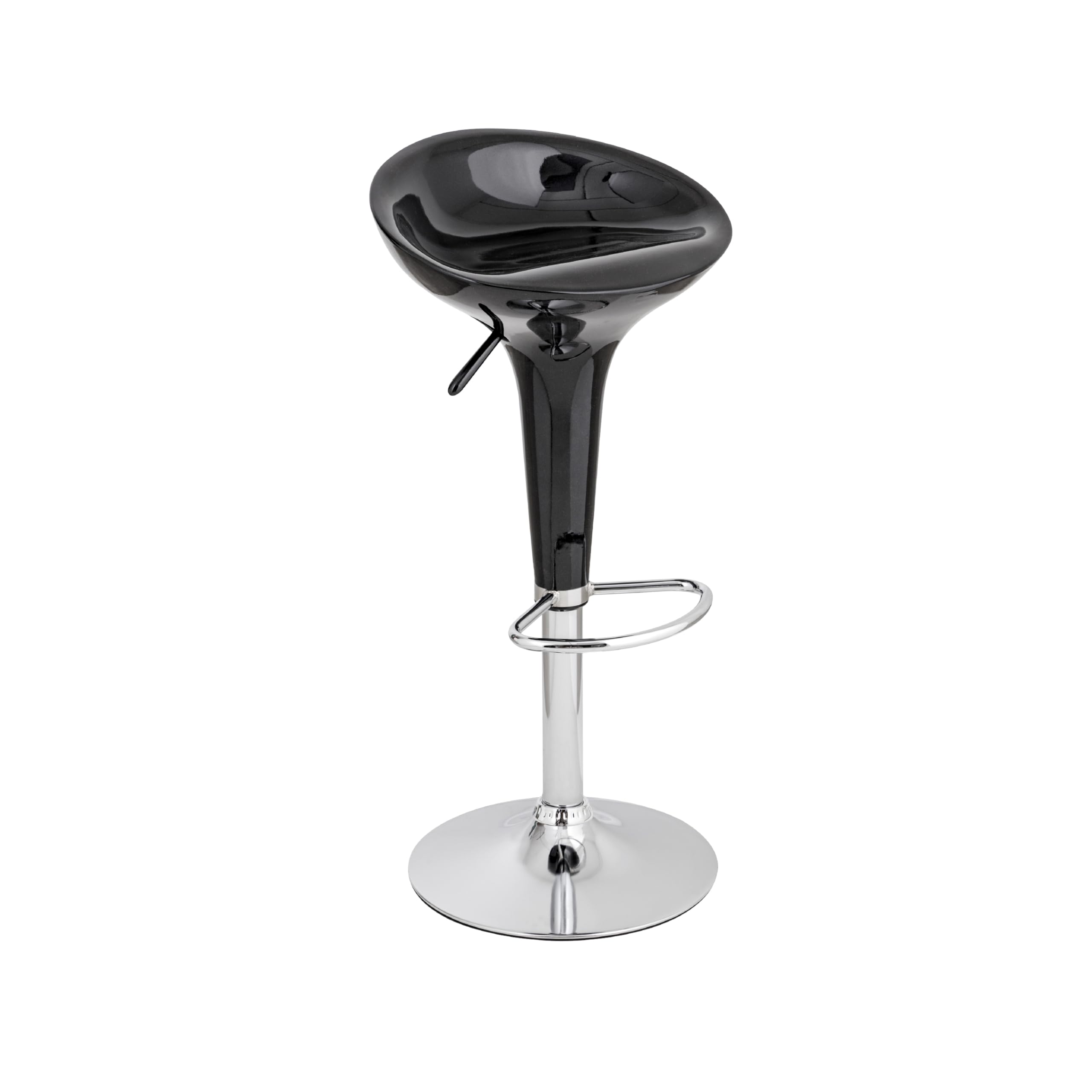 Baroni Home Sgabello Bar Girevole con Altezza Regolabile, Seduta in Plastica Base Cromata con Poggiapiedi e Fondo Antigraffio, Sgabello Cucina, Ristorante, Penisola, 40x45x59-79 cm, Nero, 1 Pezzo