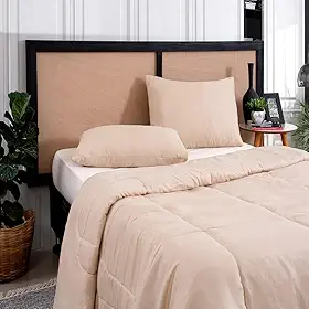 Edredom Casal Queen Margarida 3 Peças | Microfibra Antialérgica Premium | Macio, Confortável e Elegante | Ideal para Todas as Estações | Noites Aconchegantes e Relaxantes (Caqui)