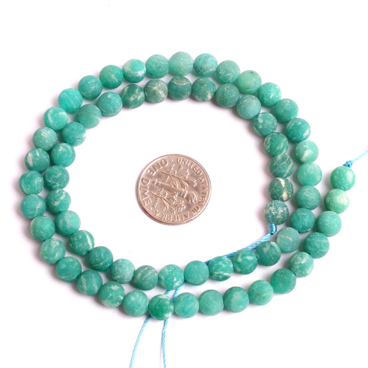 Gem-Inside 6mm Matte Frosted Natural Blue Russian Amazonite Round Gemstone Beads for Jewelry Making Bulk Full 15" Semi Precious Gemstone DIY Handmade Craft Supplies - Image 4