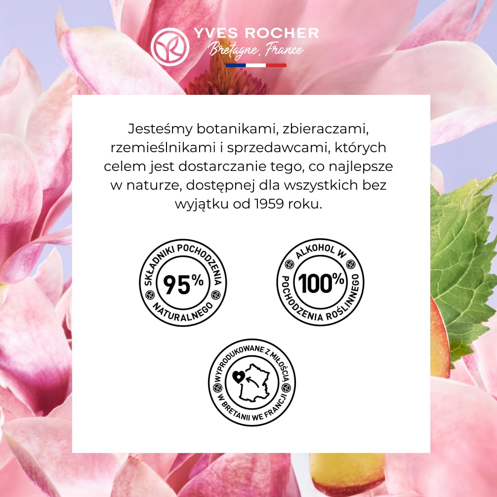 Yves Rocher Woda perfumowana L'Evidence 100 ml, świecące perfumy damskie z magnolią, brzoskwinią i paczulą, ekologiczna elegancja w minimalistycznej butelce | Długotrwała woda perfumowana dla kobiet, upcyclee fishing magnolia i pachouli pozostawia stylowy