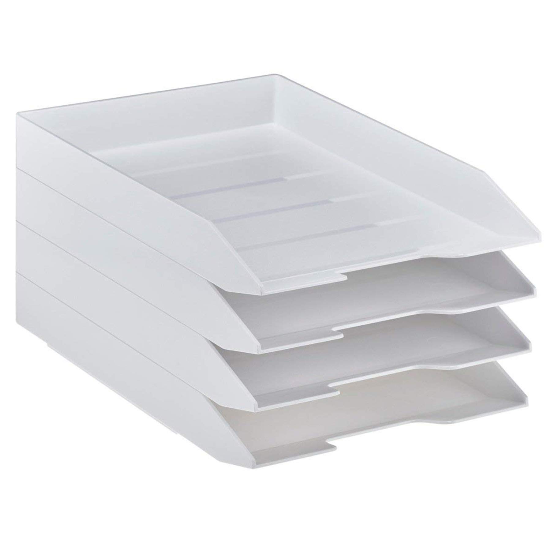 Acrimet Bandeja de Papel Apilable, Organizador de Cartas y Papeles en plastico de Carga Frontal para Oficina (Blanco, 1 Unidad)