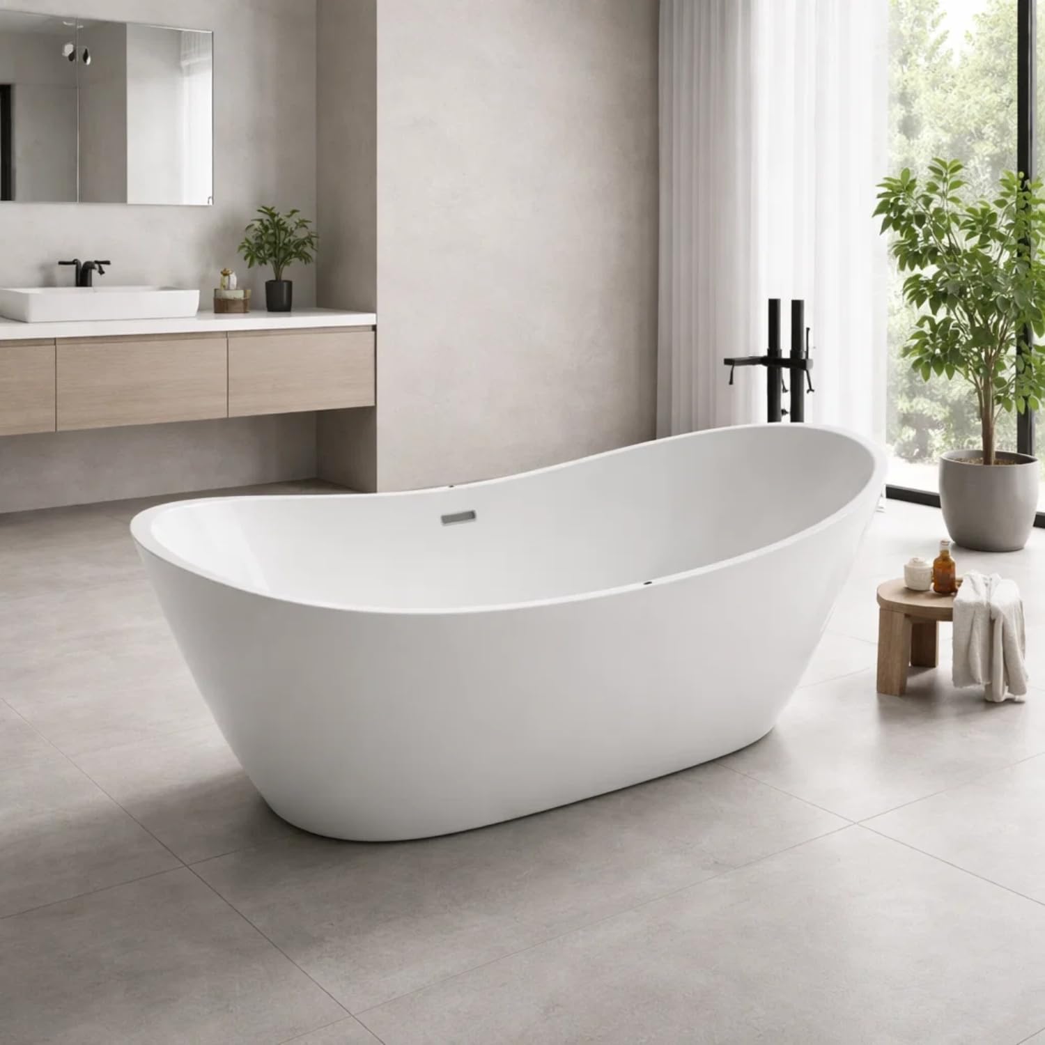 ZANZIBAR AIR Vasca Idromassaggio Freestanding in Acrilico, Bianco Lucido, 170 x 80 x 72 cm, 70 kg, 240 Litri