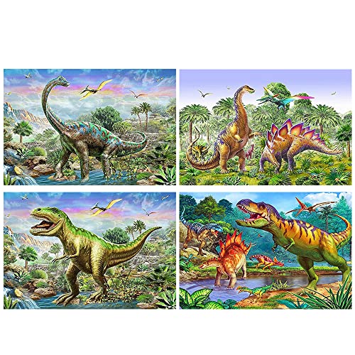 DCIDBEI 4 Pack Dinosaur Diamond Painting 30x40 cm Painting by Numbers Dinosaur Dinosaur Diamond Art Kids Canvas Diamond Painting Dinosaurs Girls Diamond Picture Art Mosaic Diamond Mosaic Animals