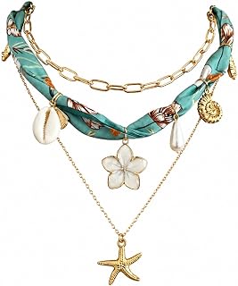 Beach Bandana Necklace with Charms Scarf Necklace for Women