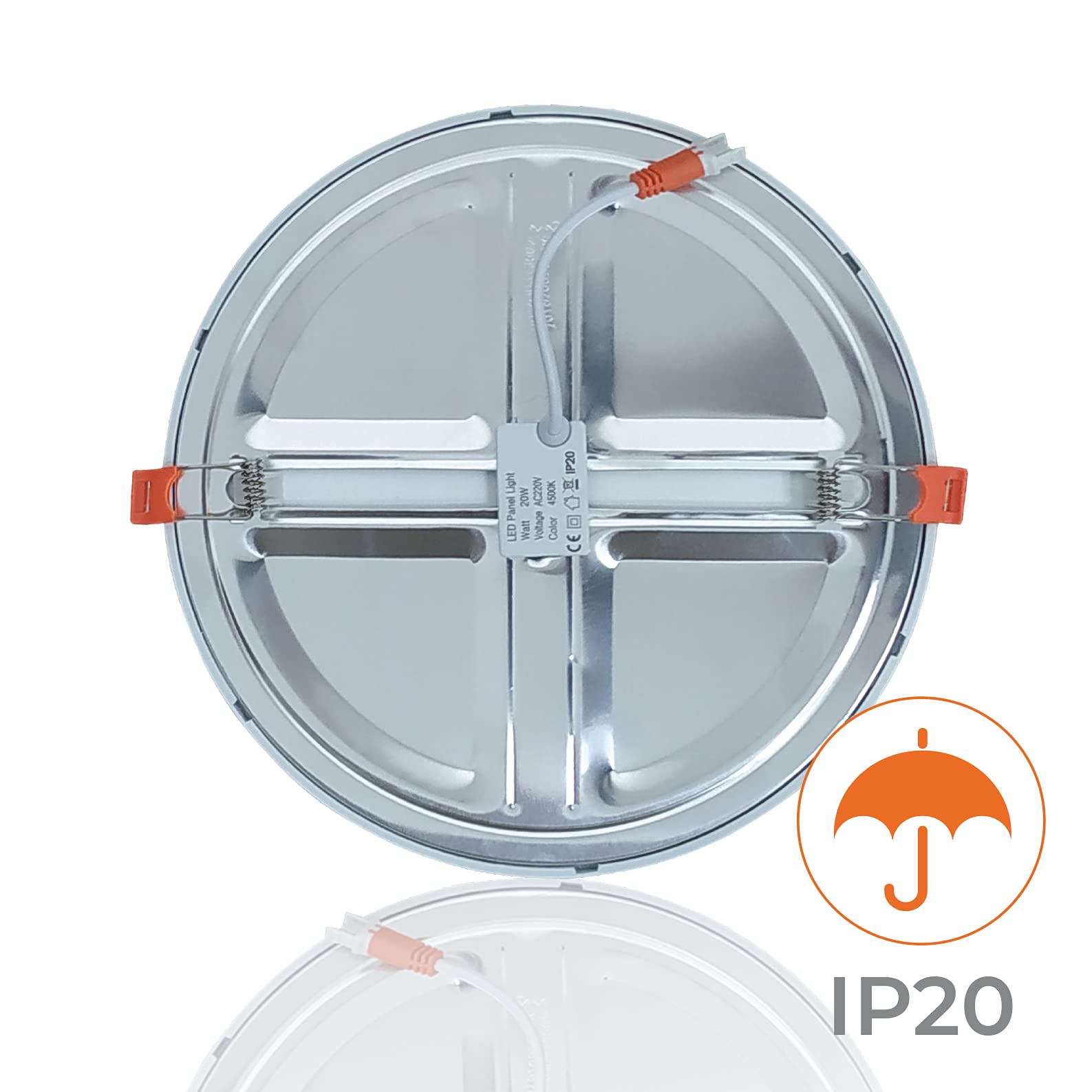 LED ATOMANT Lot de 2 Panneau LED Encastrable Downlight Rond Plat Coupe Réglable (50-180mm) 20W, Couleur Blanc Neutre (4500K), 1800 Lumens, Driver inclus