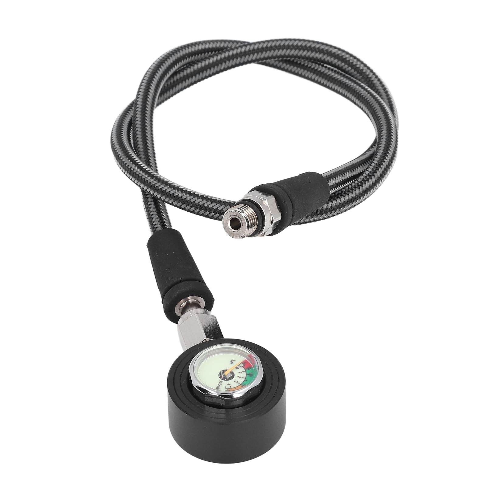 Manometro per Immersioni Subacquee Manometro Sommergibile Luminoso con Tubo Ad Alta Pressione per Attrezzatura Subacquea per Regolatore BCD (65 cm)