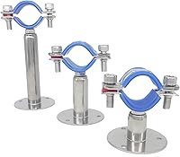 Vista 7 de Stainless Steel Adjustable Pipe Clamp Bracket - Wall/Ceiling Mount Support for 1-1/2 Inch Pipe, Heavy-Duty Rustproof Brackets with Screws, Set of 2