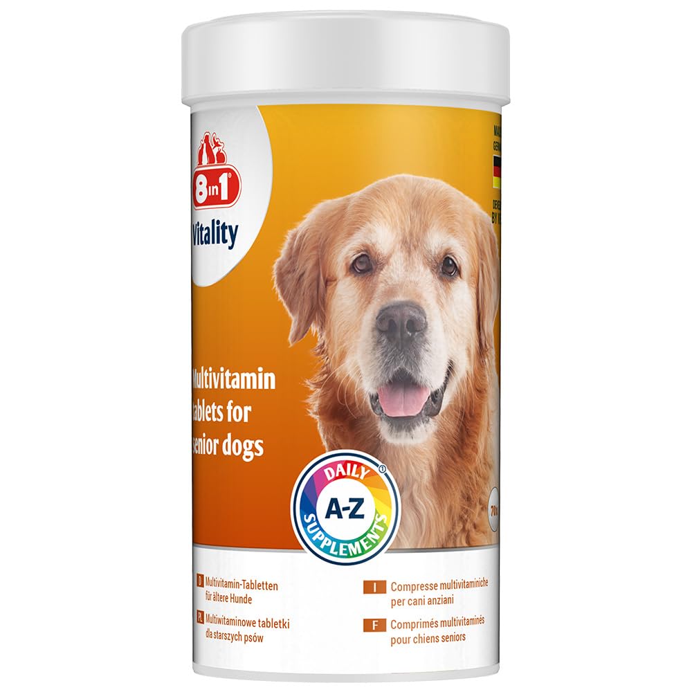 8in1 Multivitamin Tabletten Senior - zur Nahrungsergänzung bei älteren Hunden, 1 Dose (70 Tabletten)
