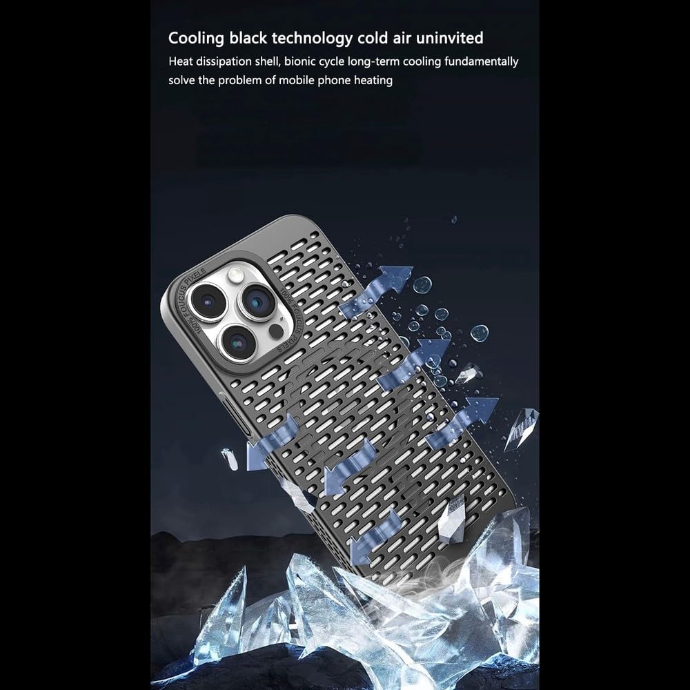 Custodia magnetica di lusso con struttura cava per la dissipazione del calore per iPhone 15 14 13 12 11 Pro Max 15 Plus 12 13 14 15 Pro, colore argento, per iPhone 11 Pro