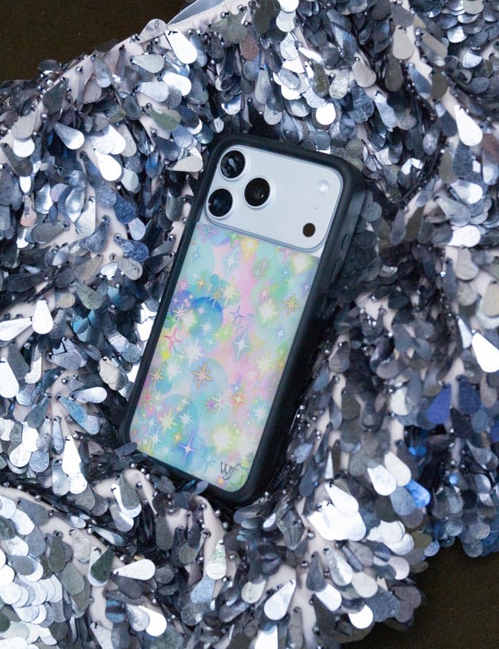 Image of Wildflower Cases - Compatible with iPhone 16 Pro Max | Protective Black Bumper, 6.5ft Drop Test Certified, Women Owned Small Business | Watercolor Pink Blue Diamonds Trendy Girly Cute | Sparkle City