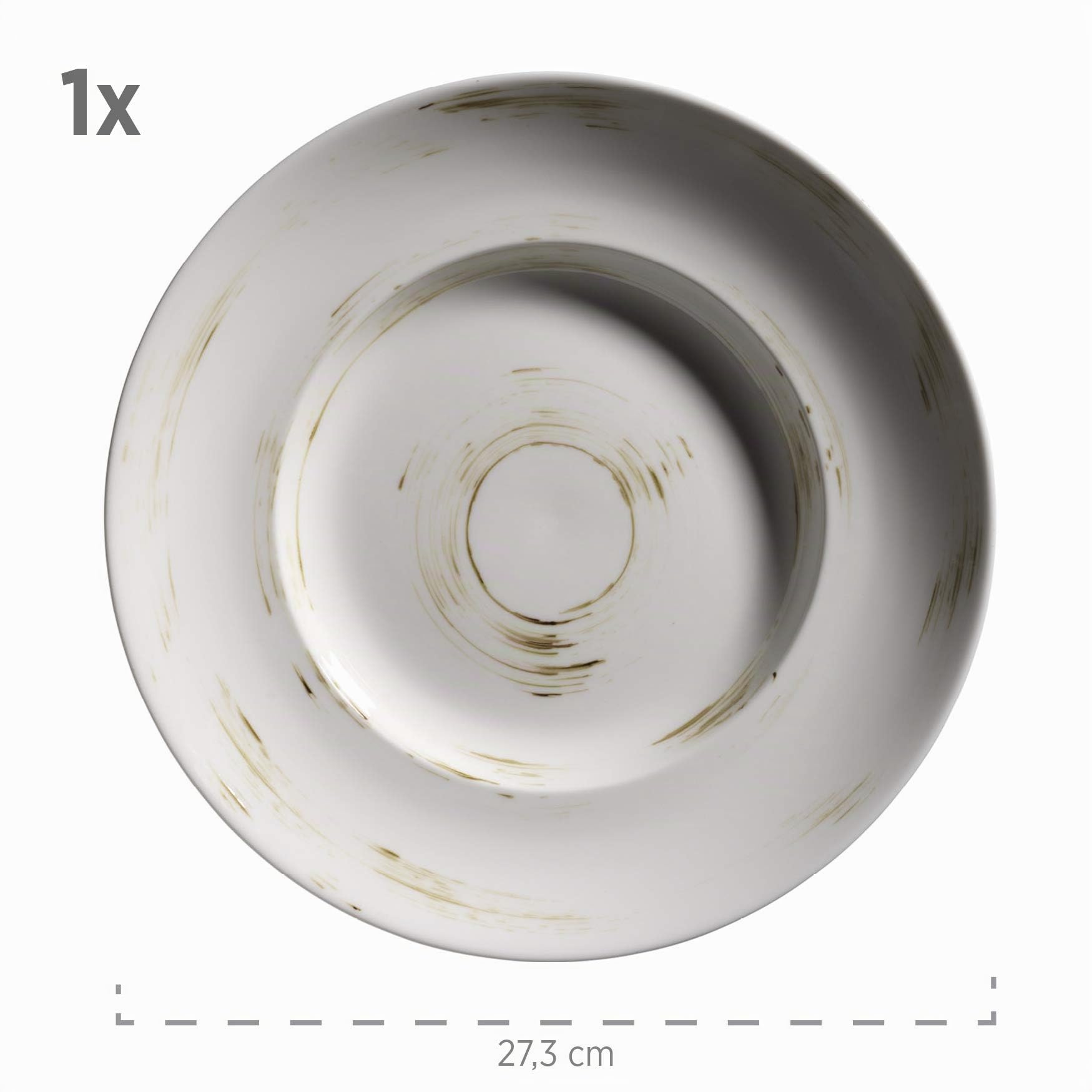 Mäser Pastateller-Set, Durable Porzellan DERBY, Weiß, Beige, Grau, Blau