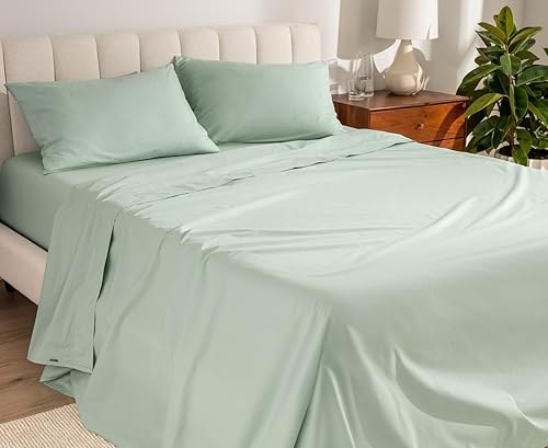 Bare Home Juego de sábanas de 100 % algodón orgánico tamaño individual XL, tejido percal fresco, ligero y transpirable, sábanas y fundas de almohada