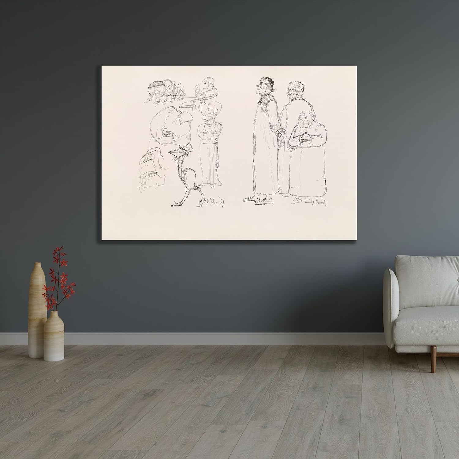 ArtDirect The caricatures of Puvis de Chavannes Pl.20 (1906) Unframed Art Print Giclee Poster by Pierre Puvis de Chavannes - Ready for Framing with Customization Sizes 10x7, 14x10, 20x14, 35x24, 48x33 and 60x41 inches