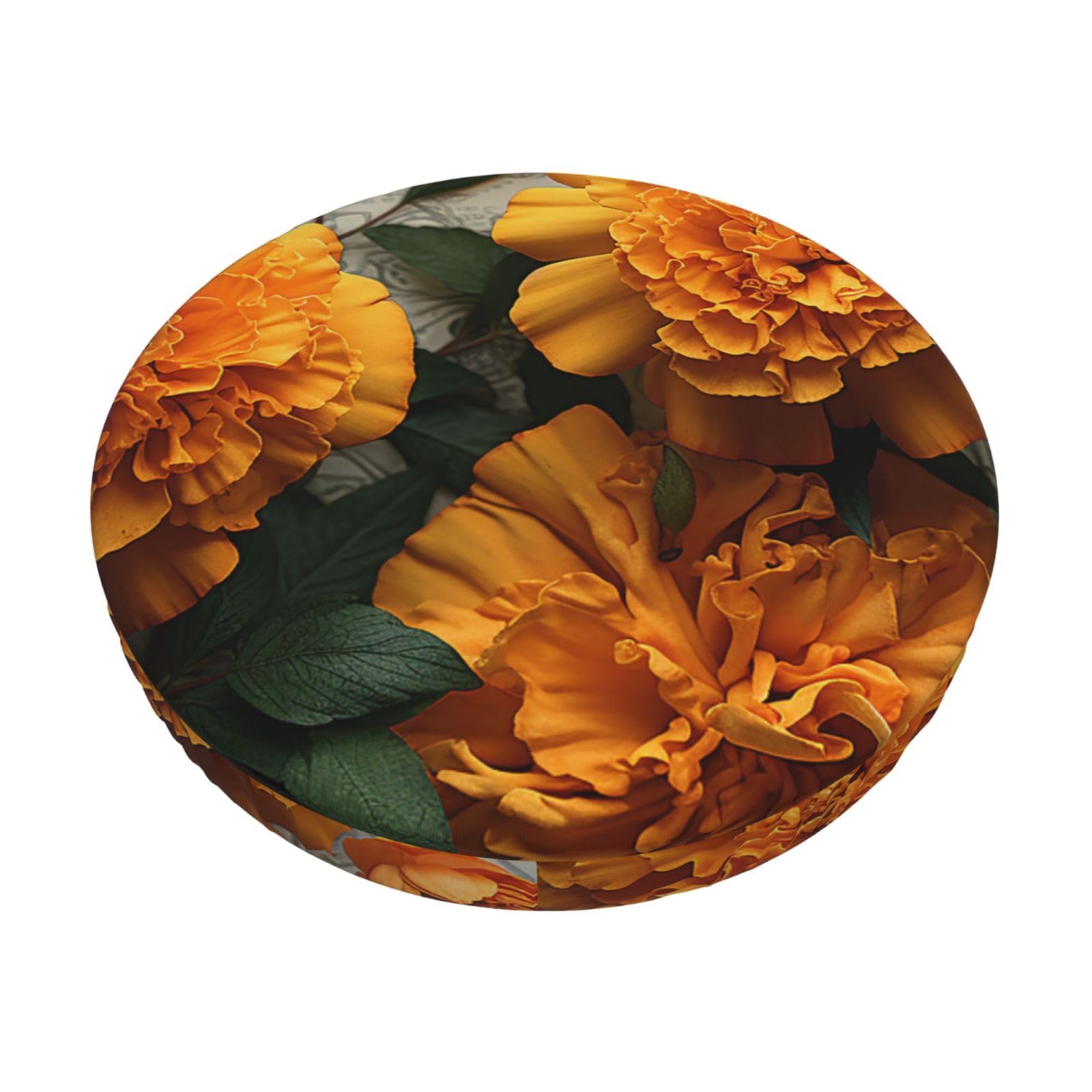 Fodpand Black Marigold Stool Covers Round 13 Inch, Stretch Round Bar Stool Seat Covers Washable Dustproof Stool Cushion Slipcover Soft Velvet Bar Chair Covers With Elastic Band