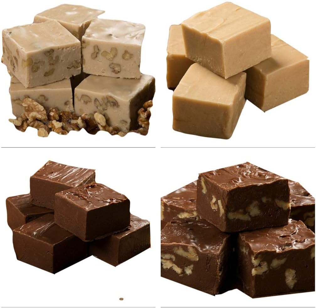 Betsy's Fancy Fudge Artisan Fudge Gift Box-4 Gourmet Flavors (Chocolate, Maple Walnut, Peanut Butter, Chocolate Walnut) 1 LB Handmade Maine Fresh Fudge, Gluten Free Candy
