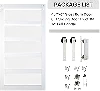 Vista 20 de BARNSMITH Puerta de granero de vidrio de 32 x 84 pulgadas con herrajes para puerta corrediza de níquel cepillado de 5.5 pies incluidos y asa