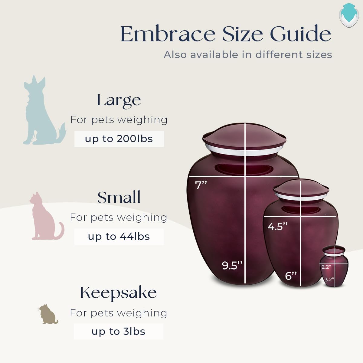 Geturns Embrace Personalized Heart Paws for Large Pets I Cherry Purple Cremation Urns for Dogs and Cats I 200 lbs
