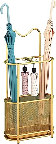 Soporte de malla metálica para paraguas con ganchos, soporte de paraguas independiente para el hogar, entrada, oficina, hotel, estante de