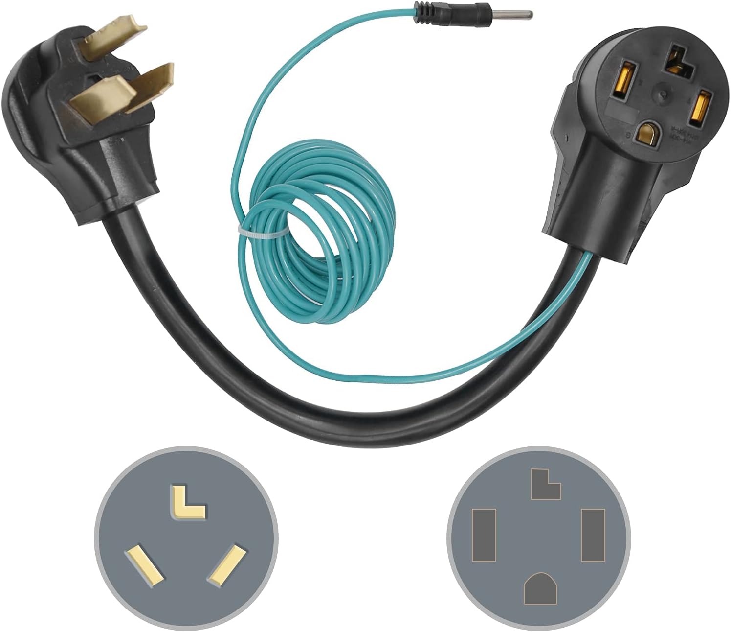 1.5FT 4 Prong to 3 Prong Dryer Adapter Cord Convert 4 Prong Dryer Plug to 3 Prong Wall Outlet 10