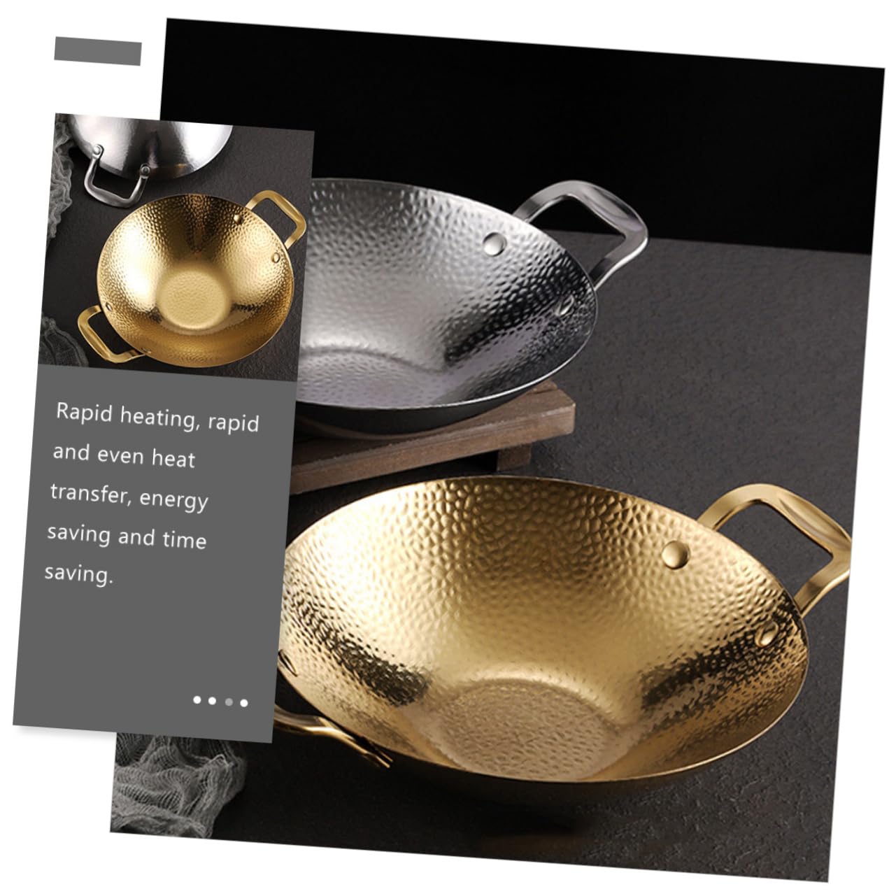 ABOOFAN Hammered Griddle Large Pot Stainless Steel Cooking Pot Double Handle Ideal for Restaurant