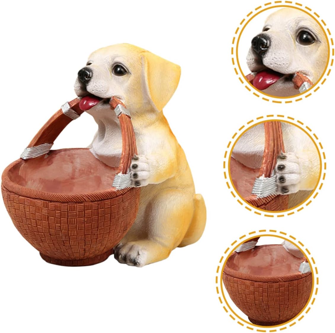 Resin Labrador Statue Basket Home Porch Key Rack Household Candy Box Dog Shaped Ornament