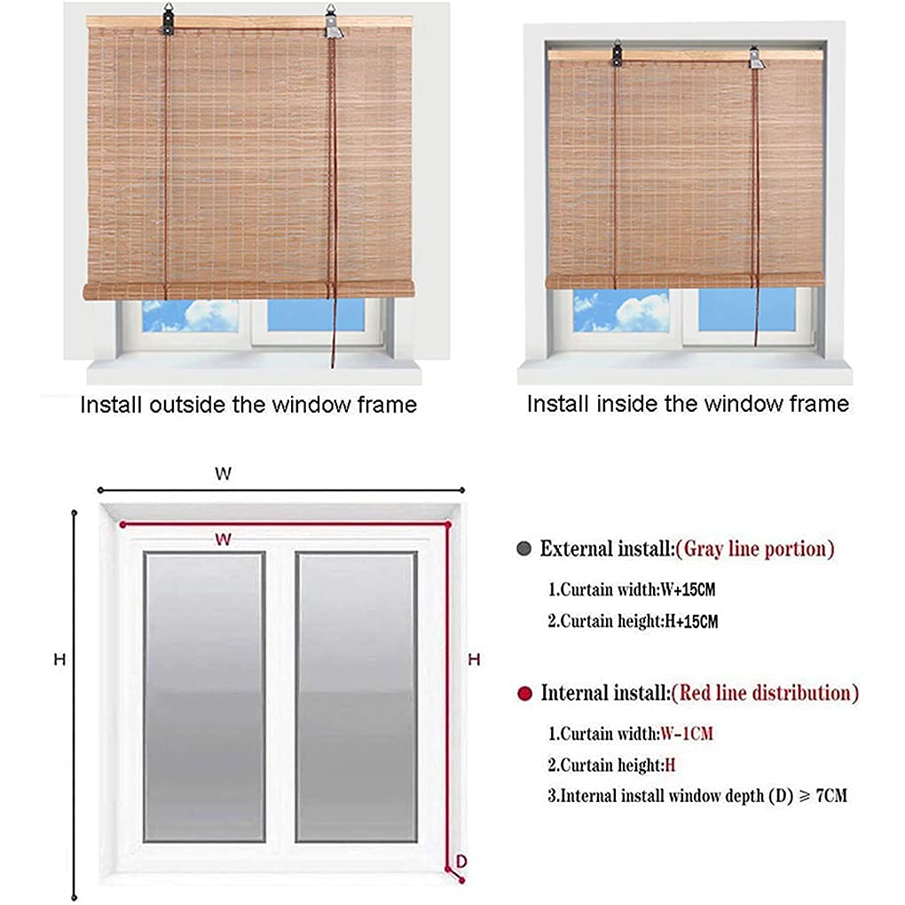 Rideau Store Enrouleur en Bambou Stores À Rouleaux Romains à Enroulement filtrant la lumière Stores Venitien Volets Protection de la Vie privée,pour fenêtres et Portes,Balcon,Jardin (125 x 180 cm)