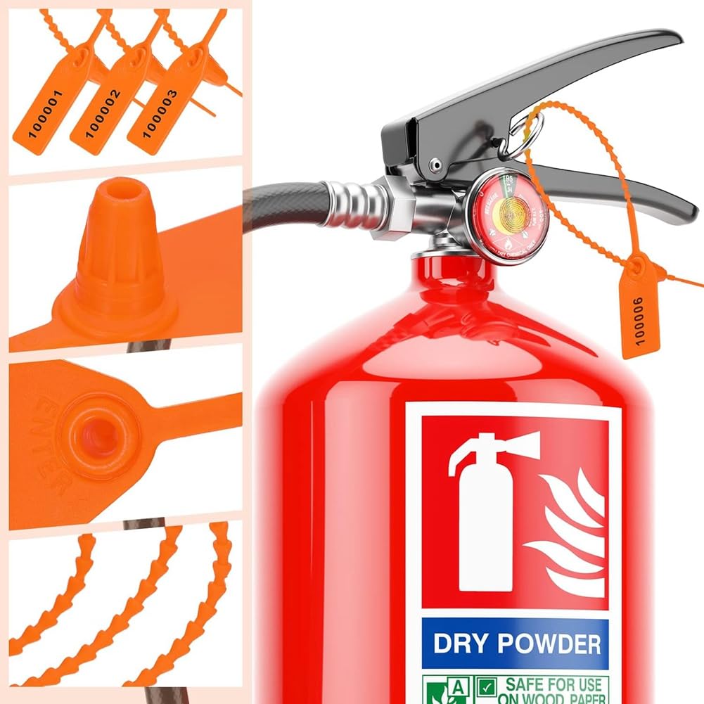 1000 etichette di sicurezza in plastica per sigilli antimanomissione, etichette di sicurezza numerate, fascette arancioni, resistenti, facili da installare