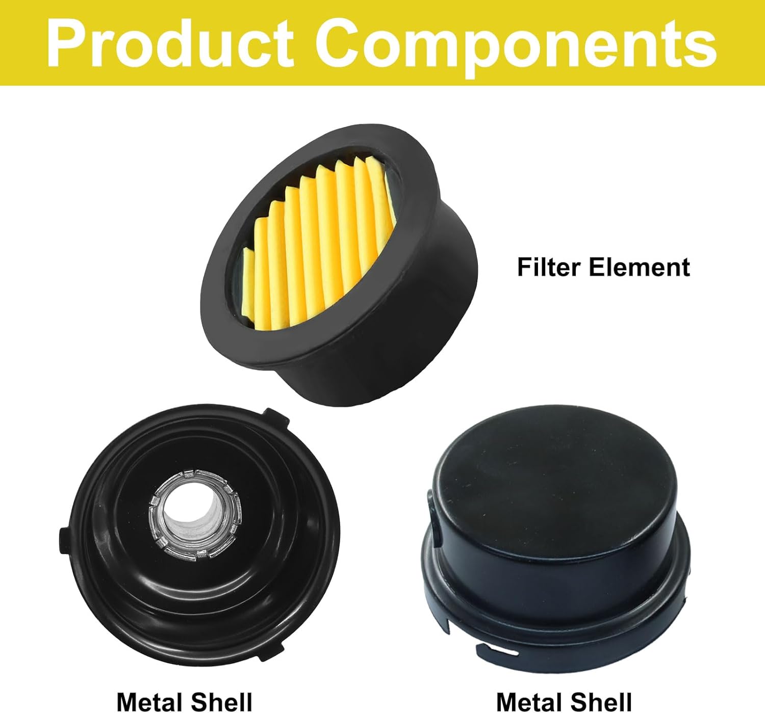 2 Pcs Air Compressor Silencer, 1/2" Thread Air Compressor Intake Filter Silencer with Replacement Elements, 20mm Metal Sound Muffler Replacement Parts