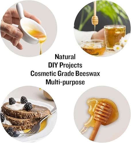 Miniatura 6 de Pellets de cera de abejas de 2 libras, color blanco, puro, pastillas de cera de abejas, triple filtrado, ideal para proyectos de bricolaje, bálsamos