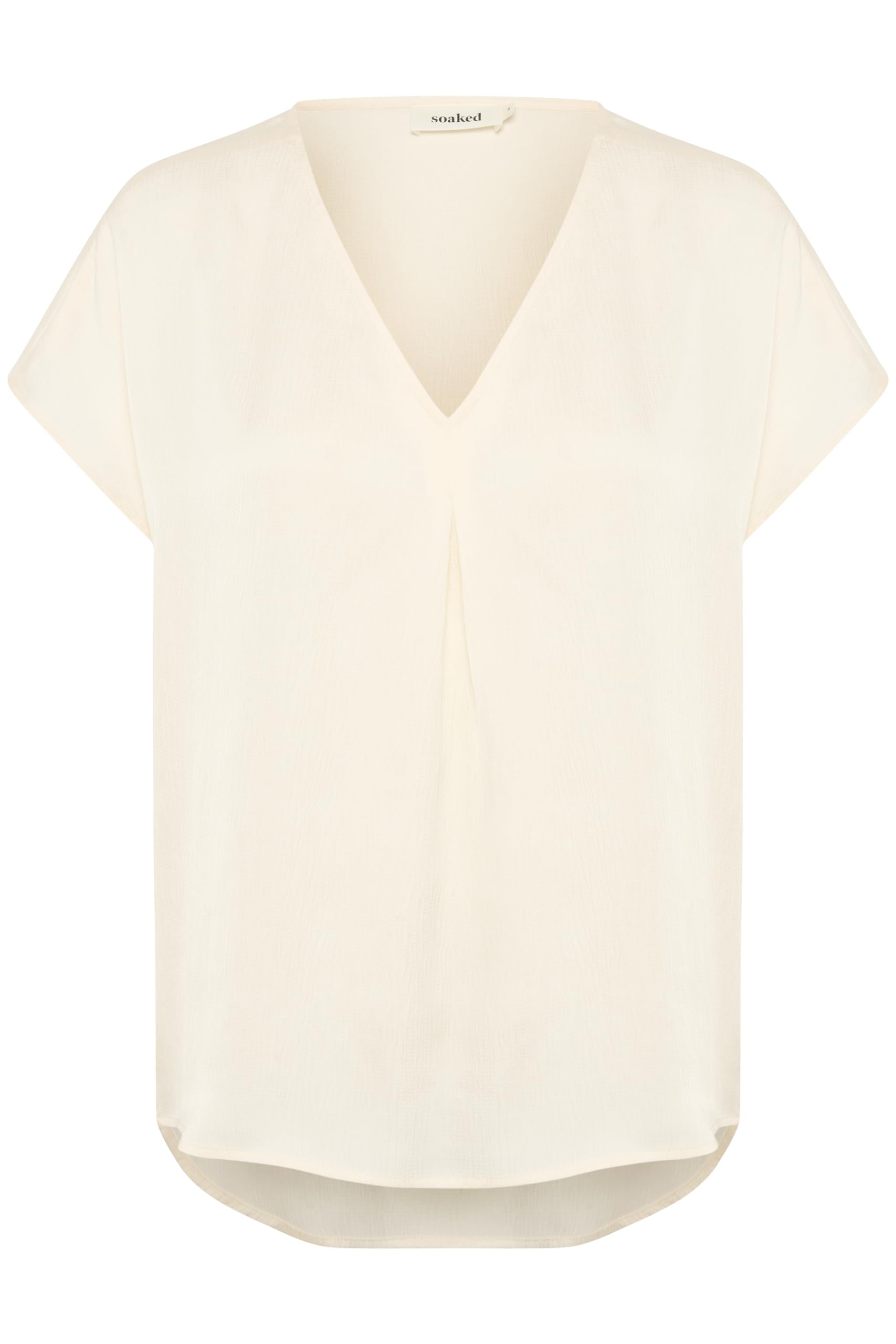Soaked in Luxury Women's Blouse Short Sleeves V-Neck Casual Fit Hip Length, Whisper White, XL