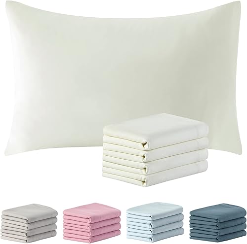 SiinvdaBZX Juego de 4 fundas de almohada de microfibra de 1800 hilos, tamaño Queen, fundas de almohada con cierre de sobre, ultrasuaves y de fácil