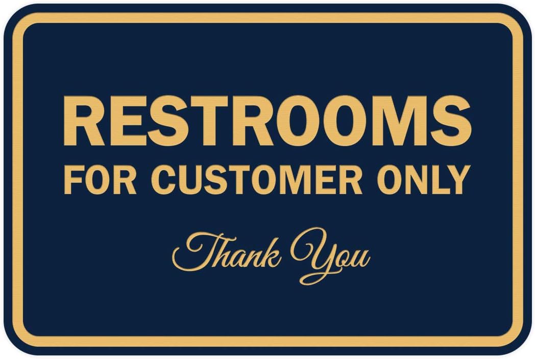 Signs ByLITA Classic Framed Restroom for Customers Sign (Navy Blue/Gold) - Small 1 Pack