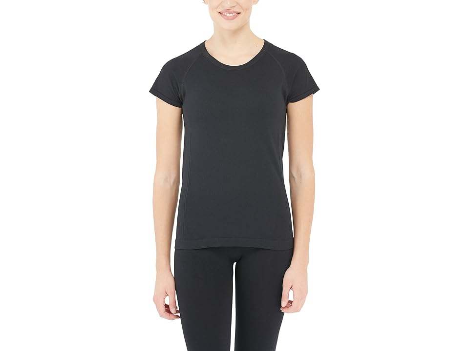 Spanx Lamn Active Seamless Short Sleeve Tee (Very Black) Women's Clothing INTERNATIONAL SHIPPING
