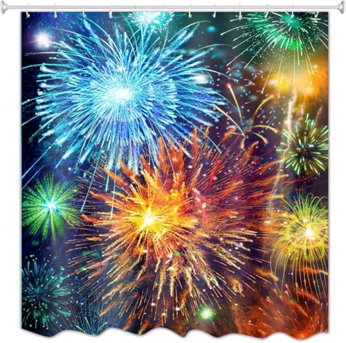 3D Fireworks Shower Curtain Colorful Pattern Shower Curtains